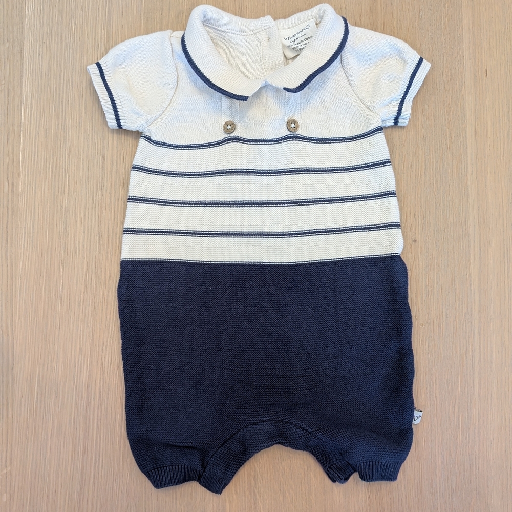 Viverano Navy and White Striped Kids Romper